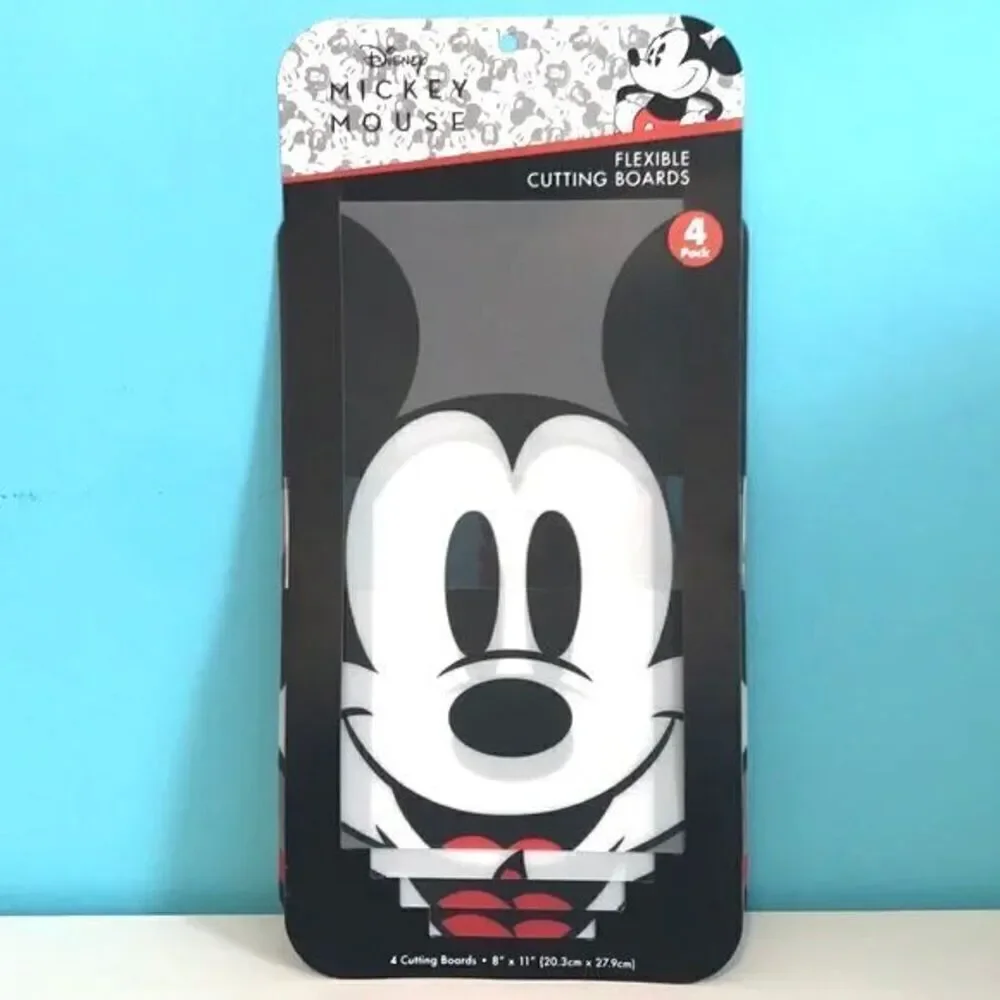 NWT Disney Mickey Mouse Flexible 4 Pack Cutting,Chopping  Boards 8x11” BPA Free